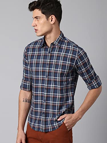 Image of Dennis Lingo Slim Fit Casual Shirts for Men (Navy)