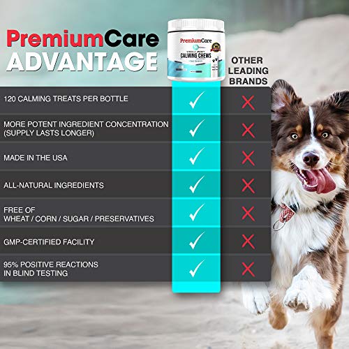 Hemp Calming Treats for Dogs - Made In USA - Helps With Dog Anxiety, Separation, Barking, Stress Relief, Thunderstorms and More - Natural Calming Relaxer for Aggressive Behavior - 120 Chews