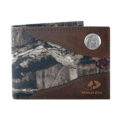 NCAA Georgia Bulldogs Zep-Pro Mossy Oak Nylon and Leather Passcase Concho Wallet, Camouflage, One Size