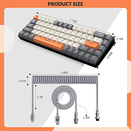 Ziyou Lang Rk-T8 Wired 65% Mechanical Gaming Keyboard With Rgb Led Backlit Anti-Ghosting Tkl Mini 68 Key Custom Coiled C To A Cable Tactile Blue Switch For Ps4 Ps5 Xbox Pc Mac Gamer(Dark Gray/White) #TOP7