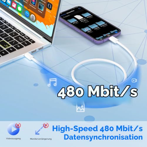 Esiposs USB C auf Lightning Kabel für iPhone (2 Stück, 1M+2M) – Ansicht 4