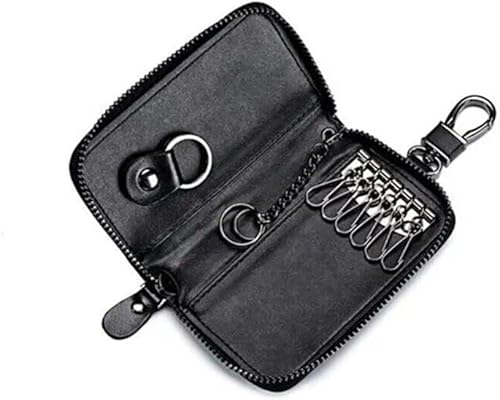 Miniatura 5 de Andy's Orchids Bolsa de cuero para llaves de automóvil, funda para llaves de coche con llavero, cartera protectora con 6 ganchos y llavero, cierre