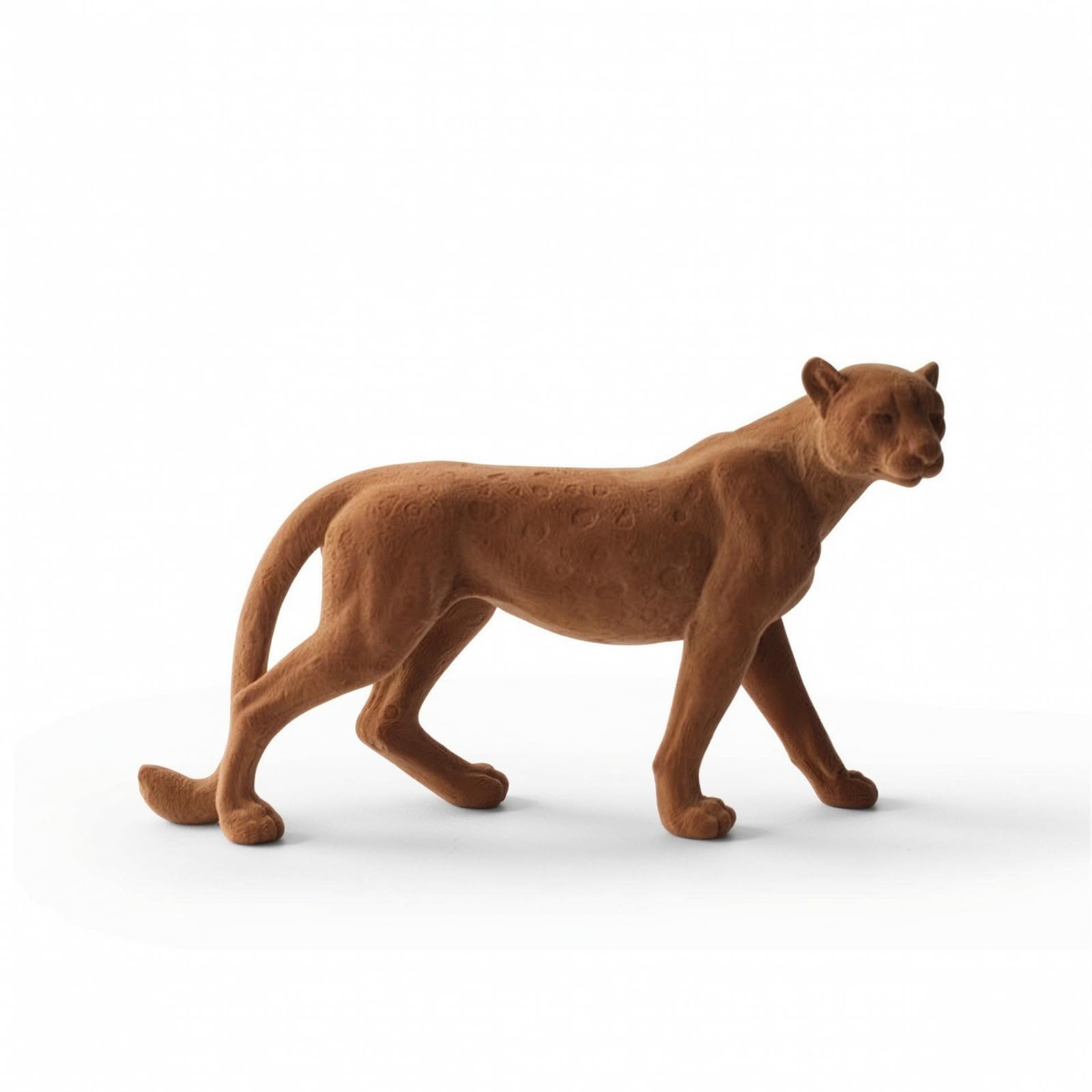 Figura Animal con Pelaje Manchado con Textura Aterciopelada Minimalista Animal con Pelaje Manchado Peluche Tierno Adorno para Recibidor, Marrón, Leopardo Acostado Flocado Marrón