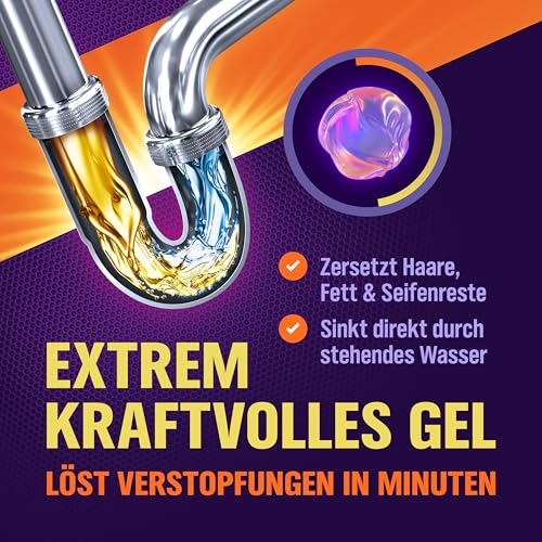 WoldoClean Rohrreiniger Extrem Stark 1000ml Gel - Profi Abflussreiniger gegen Haare, Fett und Verstopfungen, rohrfrei für Küche, Bad, Dusche, Waschbecken. – Bild 3