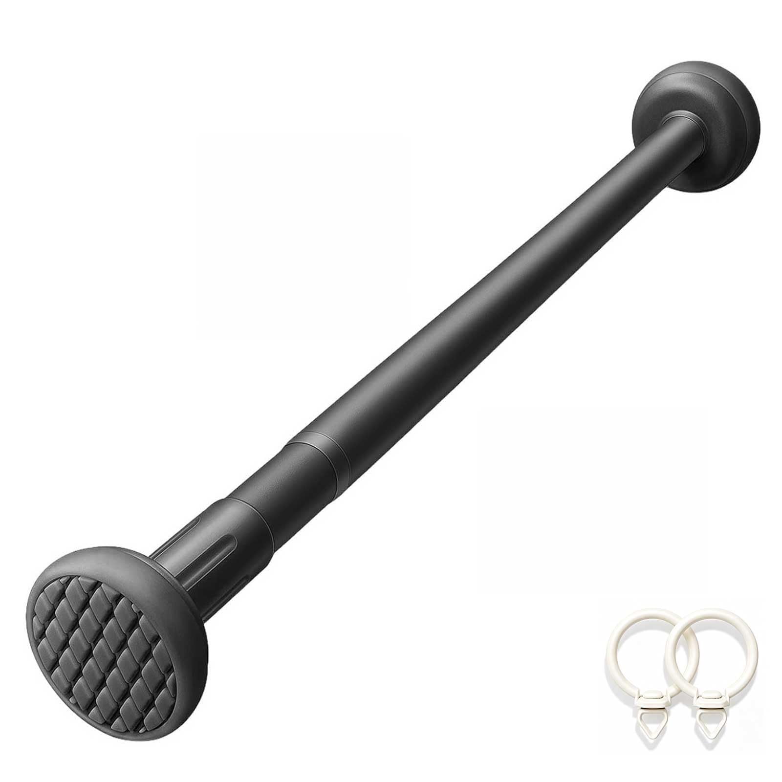 Adjustable Tension Curtain Rod, 14-98 in, Stainless Steel Shower Curtain Rod No Drilling with 20 Curtain Rings for Home, Bathroom, Window(Grey,170-250cm/67-98in)