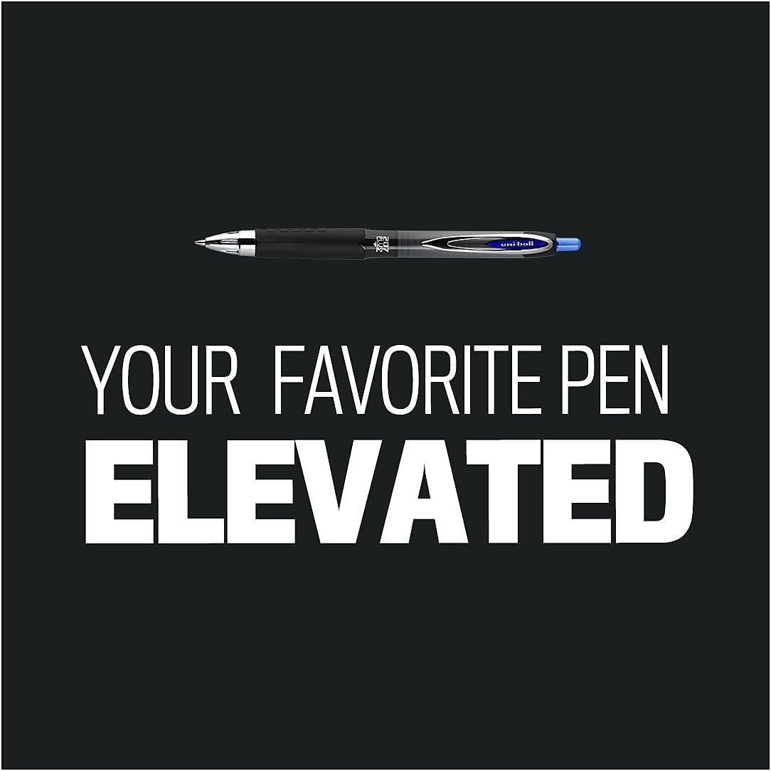 uni-ball 207 Plus+ Retractable Gel Pen 12 Pack in Black with 0.7mm Medium Point Pen Tips, Uni-Super Ink is Smooth, Vibrant, and Protects Against, Water, Fading, and Fraud