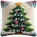 XDEGHUANGSS Kit di gancio con chiusura per cuscino 43 x 43 cm, set fai da te di tappeti per legare e punto croce, attività creativa per principianti, regalo artigianale unico, albero di Natale immagine