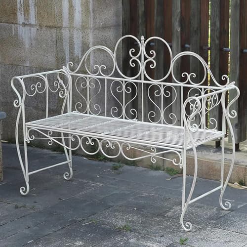Banc de jardin fer forgé robuste canapé métal stable pour pelouse - 4