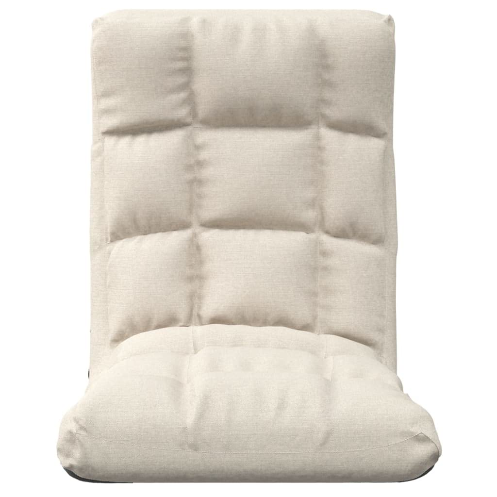 Silla de suelo plegable de tela crema con espuma acolchada para una comodidad óptima de asiento y tumbado, ajustable y ahorra espacio para jugar, ver la televisión, relajarse