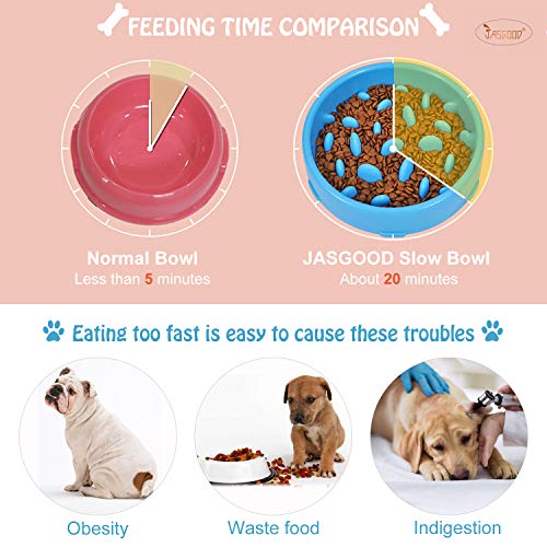Jasgood Slow Feeder Dog Bowl For Medium Dogs Slow Feeding Interactive Bloat Stop Dog Bowls,Blue,Medium #TOP1