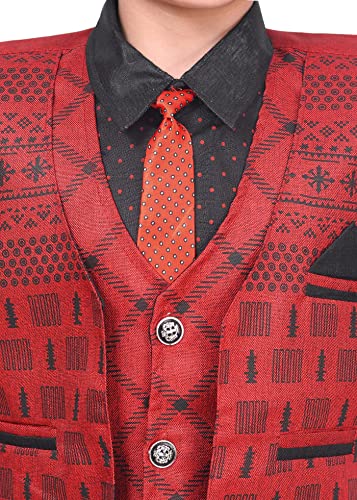 Image of AHHAAAA Cotton Blend Kids Ethnic Waistcoat Shirt and Pant with Tie Set for Boys 623