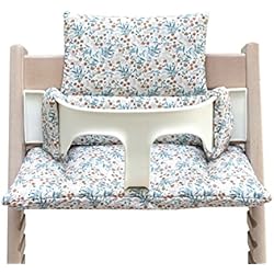 Trona Stokke Azul Blausberg Baby - Cojín set para Stokke Tripp Trapp Trona (REVESTIMIENTO) - materiales certificado Oeko-Tex Standard 100 - made in Alemania - prado de flores azul