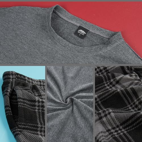 Get Trend Schlafanzug Herren Lang, Zweiteiliges Winter Pyjama Set, M bis 3XL, Kariert, Geschenke für Männer & Teenager (XL, Grau)