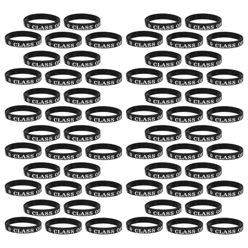 PRETYZOOM 50 Unidades Pulseras y Recuerdos de Estudiantes Negras para Graduación 2026 de Silicona Cómodas y Elásticas, Ideales para Fiesta de Graduación