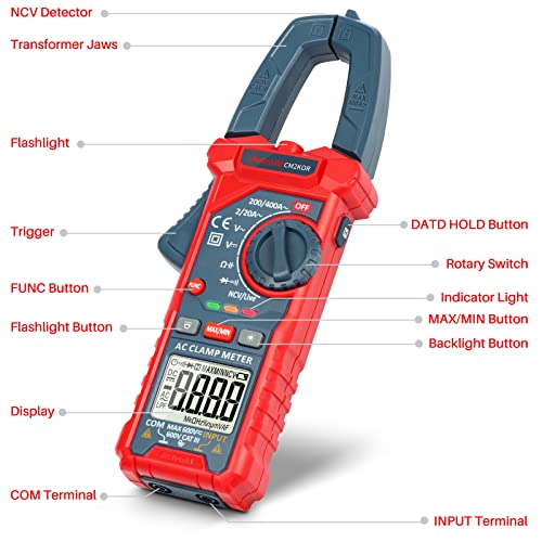Astroai CM2K0R Digital Clamp Meter Multimeter 2000 Counts Amp Voltage Tester Auto-Ranging With Ac/Dc Voltage, Ac Current, Resistance, Capacitance thumb #7