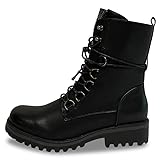 Pogolino Damen Stiefeletten, Schnürstiefel, gefüttert, für Herbst, Winter, Schwarz, 7 UK