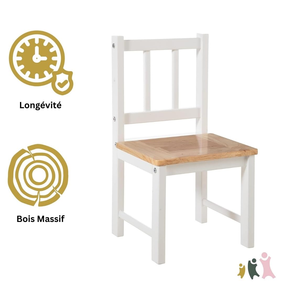 Geuther Ensemble Table et 2 Chaises pour Enfant – Bois de Haute Qualité – Design Ergonomique et Durable – Idéal pour Peinture, Jeux et Repas