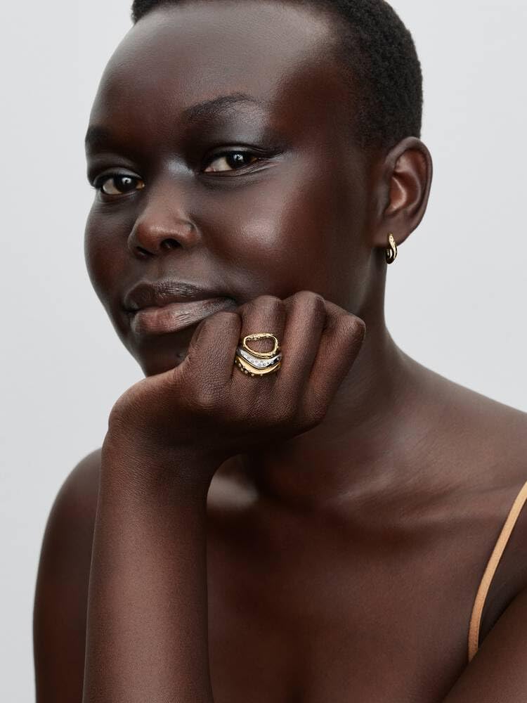 Pandora Essence Organisch Geformte Steinbesetzte Creolen mit 14K vergoldeter Metalllegierung und Zirkonia, 264663C01
