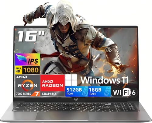 Ryzen 7 7735HS�v���Z�b�T�[����2026 AMD�Q�[�~���O�m�[�g�p�\�R�� (8C/16T�A�ő�4.75GHz) 16GB RAM 512GB ROM Windows 11 �m�[�g�p�\�R�� 16�C���` FHD�f�B�X�v���C �o�b�N���C�g�t���L�[�{�[