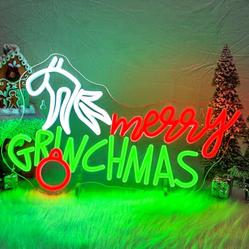 Merry Christmas Neon Sign - Green Red Wall Decor