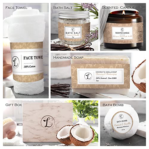 envizins Conjunto de Presente de Spa, Coco Natural E Baunilha, Caixa de Presente Inclui: Bomba de Ba