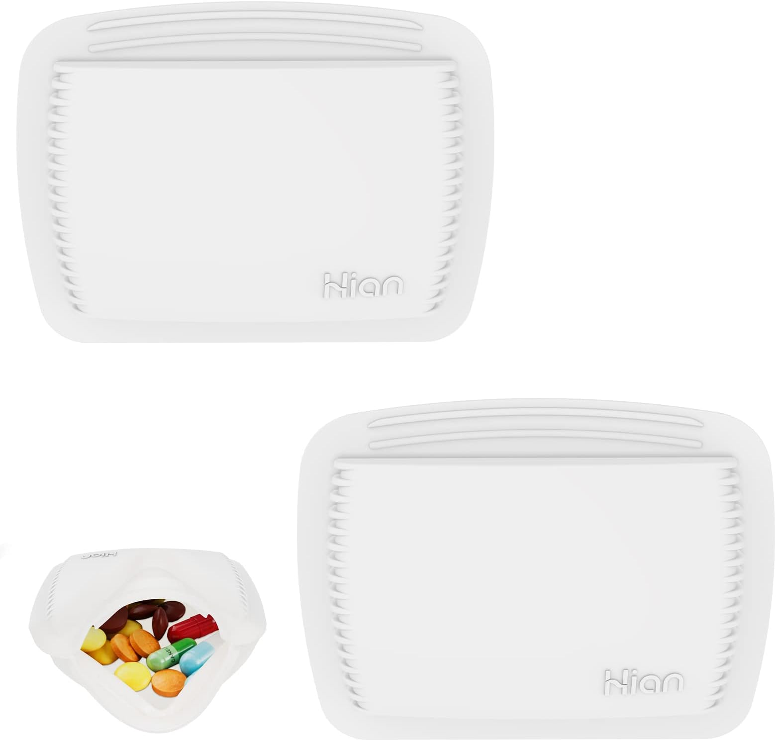2 Pieces Small Pill Case Reusable Pocket Pill Case Portable Open Pill Pouch Silicone Small Pill Box for Organizing Medication, Pills, Vitamins, and Tablets for Travel (White)