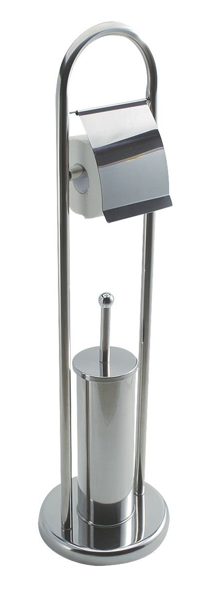 King Collection Piantana Multifunzione con portarotolo in acciaio con finitura a specchio, misure: Ø 22X80H,
