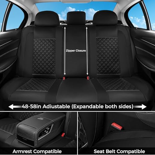 Image of FLORICH Seat Covers, Front Seat Covers 2 PCs, Automotive Seat Cover for Cars, Luxury Leather Universal Seat Cover Accessories Fit for Most Cars SUV Truck Sedans(Black)