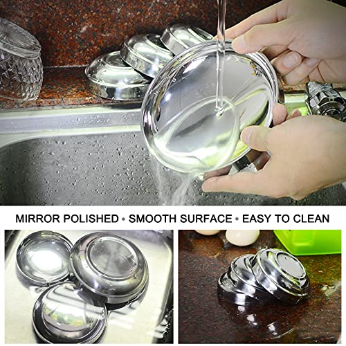 Aeytloi Double Deck Round Seasoning Dishes, Small Stainless Steel Sauce Dish, Sushi Dipping Saucers, Side Dish Bowls, Appetizer Plates, Condiment Dish (4 Pcs) #TOP1