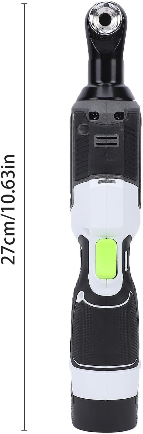 Electric Ratchet Cordless Wrench 64Nm Torque 200RPM Variable Speed Power 3/8 Ratchet Head LED Light 2 Batteries Automotive Construction Home Repair (US Plug Brushed Motor)