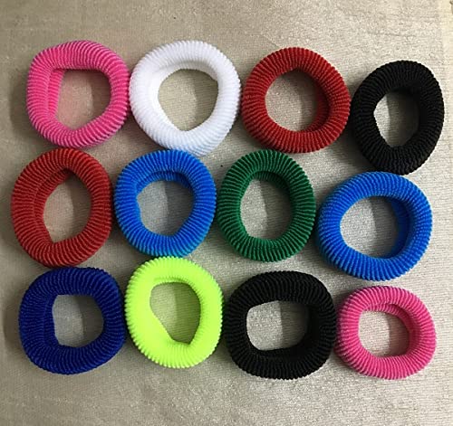 Bright Home Decor™ Multi-Color Hair Rubber Bands Multi Bright & Dark Colored Elastic Cotton Stretch Hair Ties Bandsals For Adult (50 pcs)