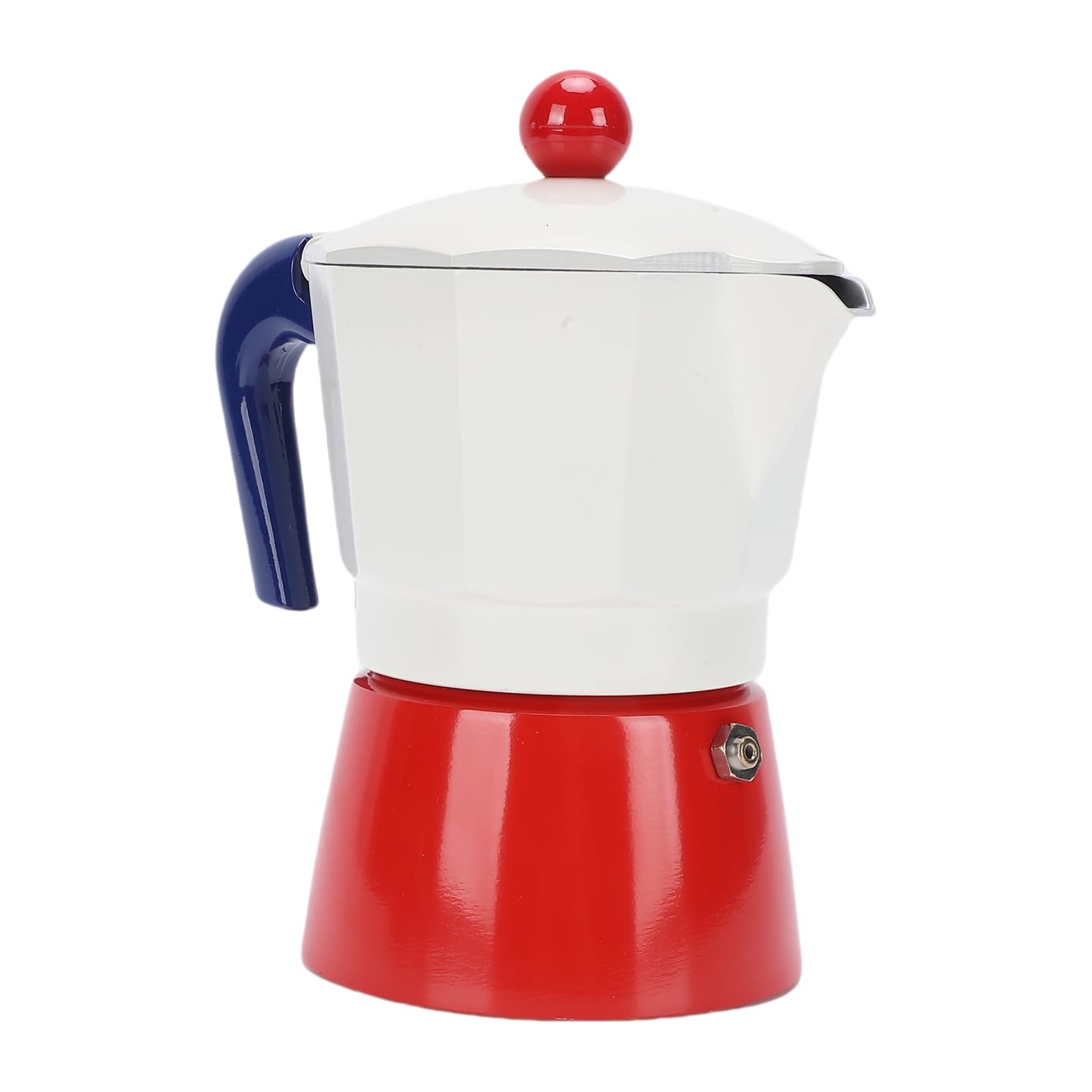 Zerodis 150ml Italian Coffee Maker, Stovetop Pot with Premium Aluminum Alloy for Home Camping Travel, Compact 3-Cup Brewing with HeatResistant Handle and Silicone Gasket (Blue and Red)