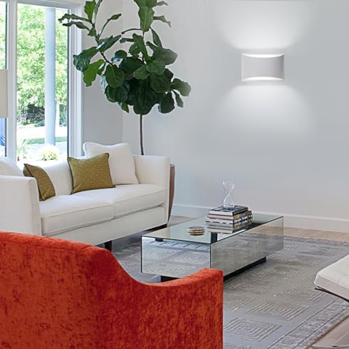 Image of Wall Sconces Set of 2 - Up and Down White Hardwired Interior Wall Lights for Living Room, Bedroom, Hallway. White 6000K with G9 Bulbs.