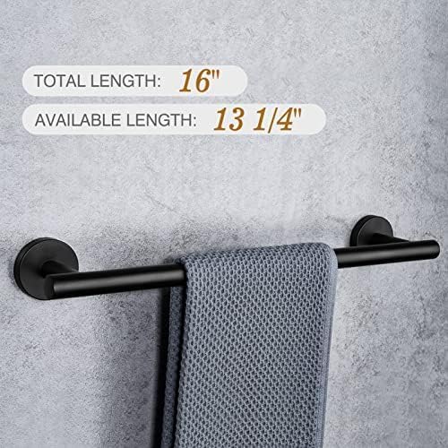 Collector88 Matte Black Bathroom Hardware Set, Includes 16 Inch Towel Rack, Durable SUS304 Stainless Steel, Modern Style, 4 Pieces, Black, Collector88