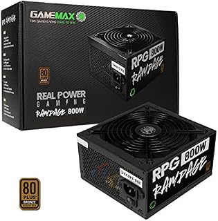 GameMax 800W Rampage Power Supply (No Power Cable inc.), Non-Modular, APFC, Japanese Tk Main Capacitor, 80 Plus Bronze, 88% Efficiency, 14cm Cooling Fan, Real Power Gaming | Black