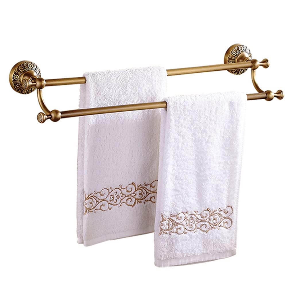 GLETSF Towel Racks,Towel Rail For Bathroom,European-Style Hand Towel Holder,All-Copper Antique Bath Towel,Toilet Towel Rail,Retro Bathroom Rack/Towel Rack/A Elegant-Double Rod-a