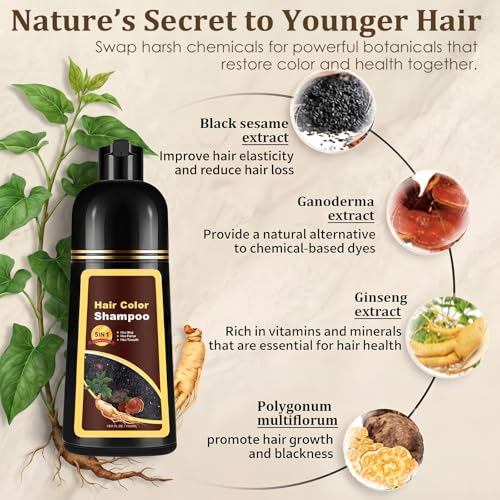 Hair Dye Shampoo 3 en 1, color cereza marrón 16.9 Fl Oz miniatura 6