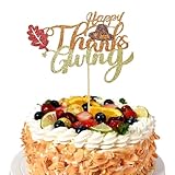 Chewarelly 1 Pack Thanksgiving Cake Toppers, Glitter Cake Picks for Thanks Giving Day and Birthday Party Decorations Supplies