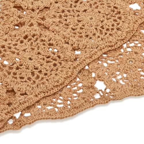 AeraVida Vintage Floral Crochet Cotton Hair Scarf Kerchief Bandana in Brown Black and White | Hair Bandanas for Women2