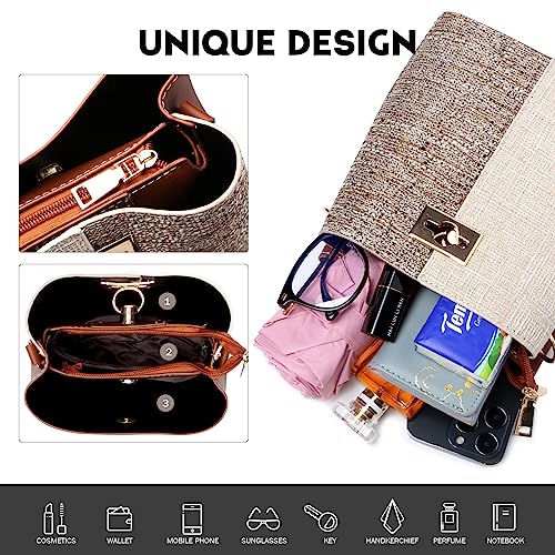 PINCNEL Cross Body Bag Purses for Women - PU Leather Crossbody Bucket Bag with Adjustable Shoulder Strap(Brown)