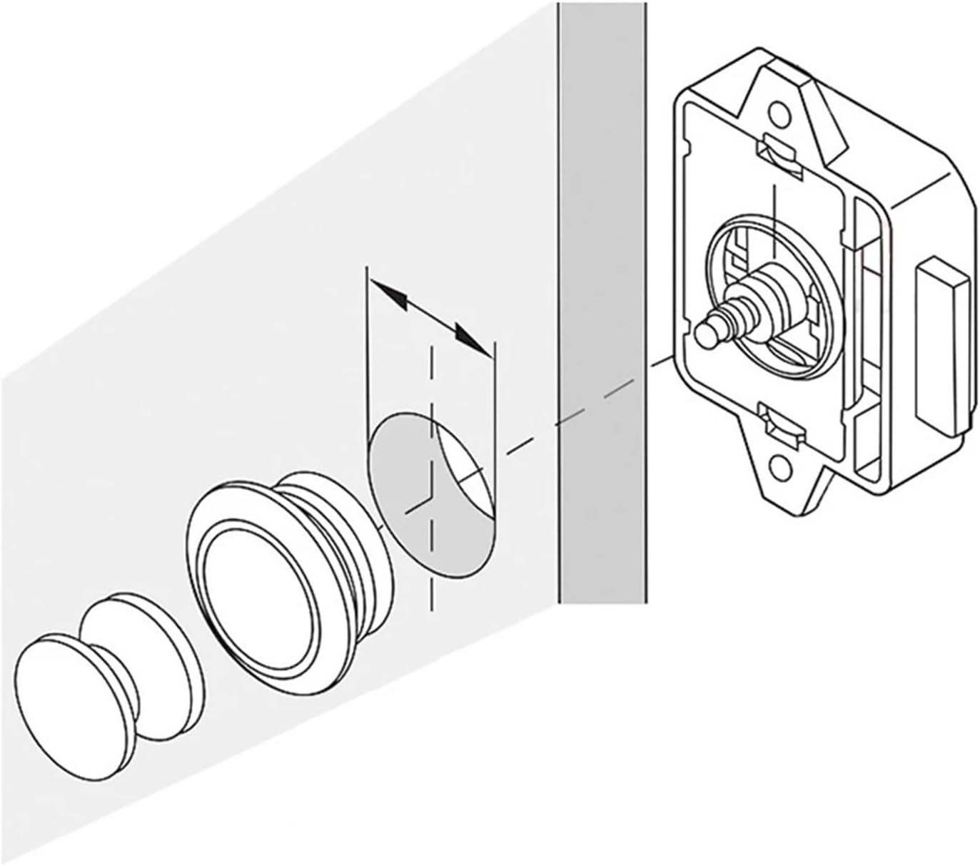 Push Button Latch 5 Pcs Keyless RV Push Cabinet Locks Door Catches Button Catch Latch Knobs for RVs Camper Caravan