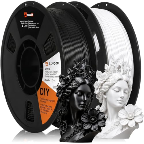 Image of LOVOON 2kg Black & White PLA Filament 1.75mm, 3D Printer Filament Dimensional Accuracy + /- 0.02mm, Neatly Wound 3D Printing Filament, Fit Most FDM 3D Printers, 1KG Spool(2.2lbs) X 2