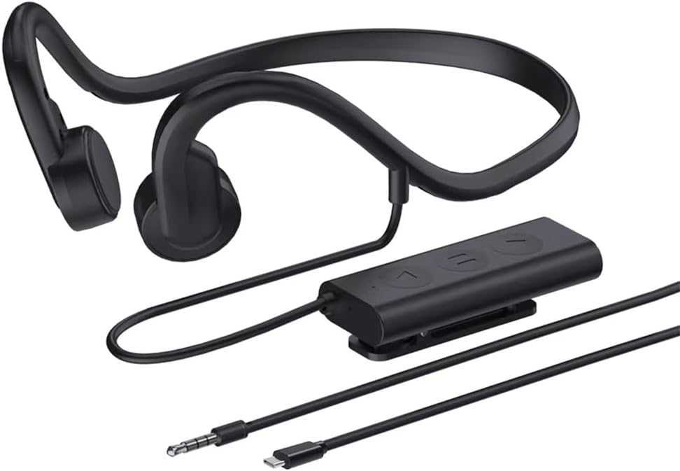 Wired Bone Conduction Bluetooth Headphones with 3.5Mm/Typec Wires,Open-Ear Bluetooth 5.3 Headphones with Microphone, IPX4 Waterproof Earphones for Cycling Workout Hiking