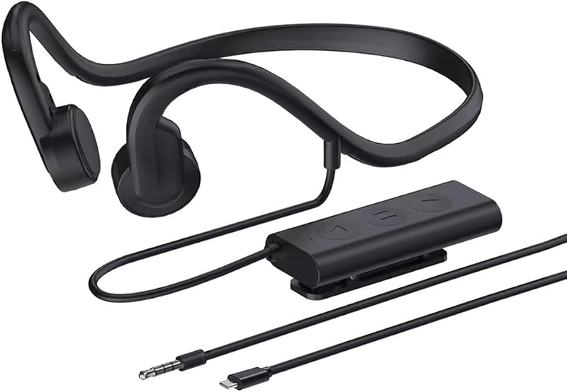 Wired Bone Conduction Bluetooth Headphones with 3.5Mm/Typec Wires,Open-Ear Bluetooth 5.3 Headphones with Microphone, IPX4 Waterproof Earphones for Cycling Workout Hiking