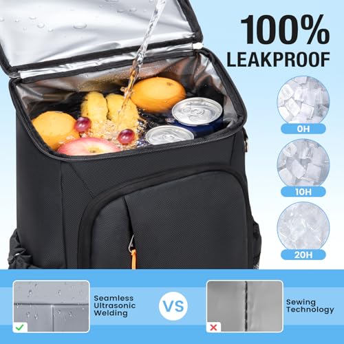 Image of Cooler Backpack- 40 Cans Insulated Backpack Cooler for Men & Women Portable Leak Proof Lunch Backpack Cooler Bag for Beach Picnic Travel Work Camping Hiking-Black