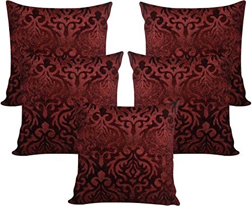 Image of Velvet Burnt Ambose Cushion Covers (Brown, 60x60cm /24x24 Inch)- Pack of 5