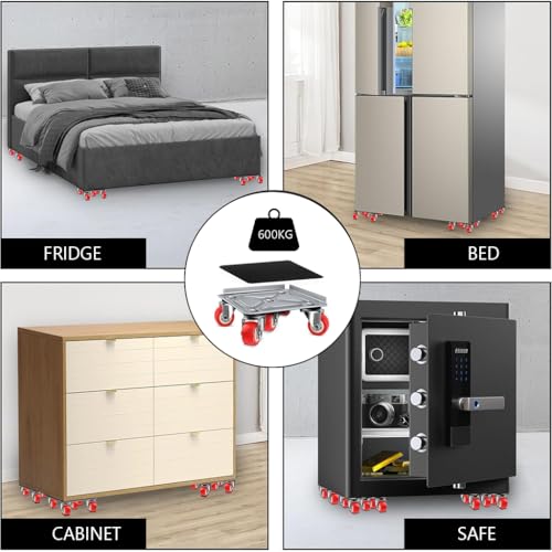 Image of HASTHIP Wheels for Heavy Furniture with 4 Leverage Pads, Riser Pads, Leverage Tool, Alloy Steel Furniture Lifter and Mover for Table, Plant Pot, Drawer, Home Appliances