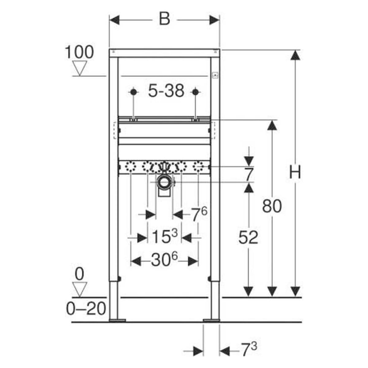 Geberit DuofixBasic Element für Waschtisch, 112 cm, Standarmatur / Montageelement für Trockenbau - Nr. 458.404.00.1 5