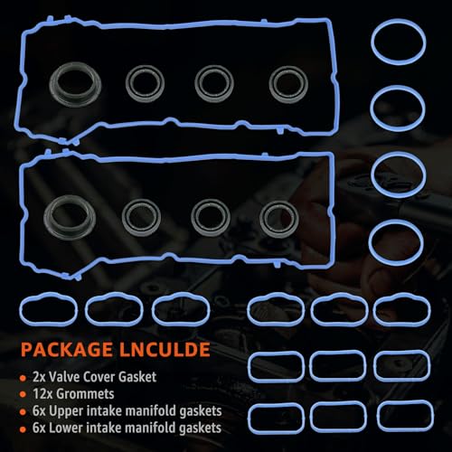 Image of 3.6L Valve Cover Intake Manifold Gasket Set Replacement for Jeep Dodge Chrysler 200 300 Wrangler Cherokee Challenger Charger Durango Journey Ram ProMaster 1500 2500 3.6 V6 2011-2022 5184596AE VS50805R