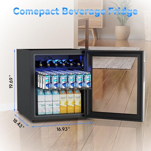 Image of Velivi Mini Fridge with Glass Door-Small Fridge Desk Beverage Cooler for Beer Drinks 1.4 Cu.Ft Countertop Beverage Fridge with Adjustable Shelves, Led Light for Bedroom /Office /Dorm | Desk Beer Drinks 1.4 Cu.Ft Countertop Beverage Fridge with Adjustable Shelves, Led Light for Bedroom /Office /Dorm Silver
